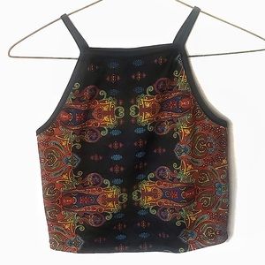 Rue 21 Black Funky Design Cropped Breathable Tank Top Size Medium